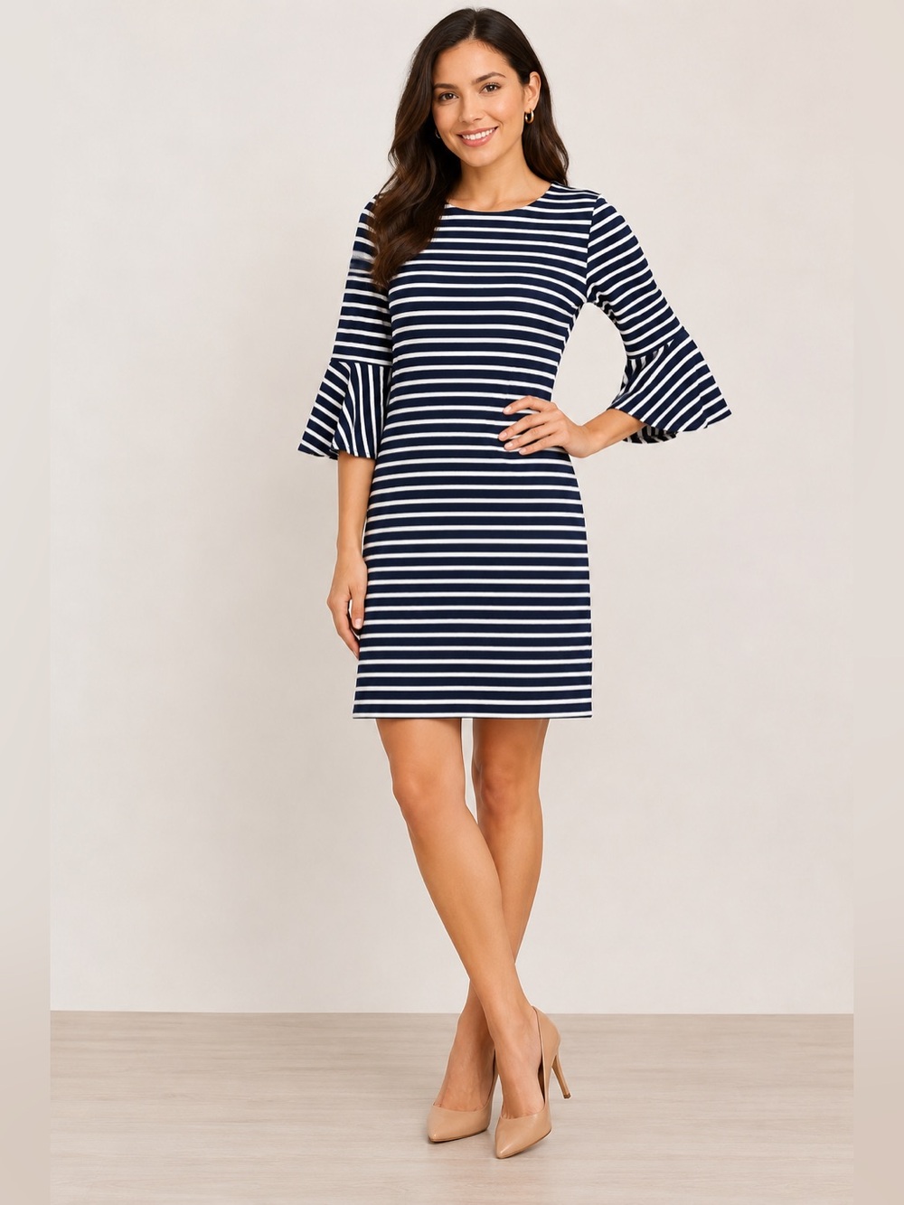 Banana Republic Striped Bell Sleeve Dress (Size 4 Petite)